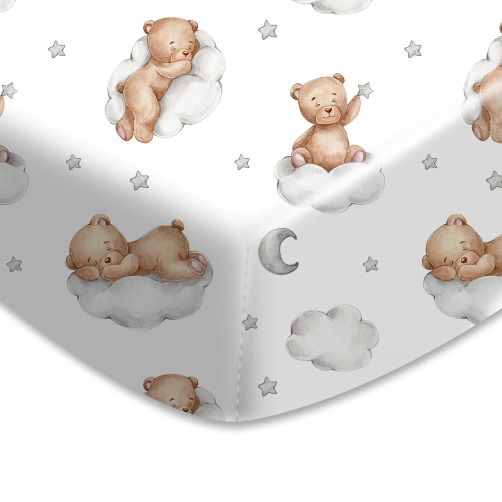 HappyFlute New One Piece Cartoon Print 70*130CM Elastic Band Design Skin-friendly&Breathable Baby Bed Sheet
