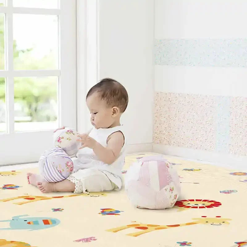 Foldable Portable Baby Play Mat Multi-Functional Baby Crawling Mat with Double-Sided Pattern, Easy Carry Travel Outdoor Camping