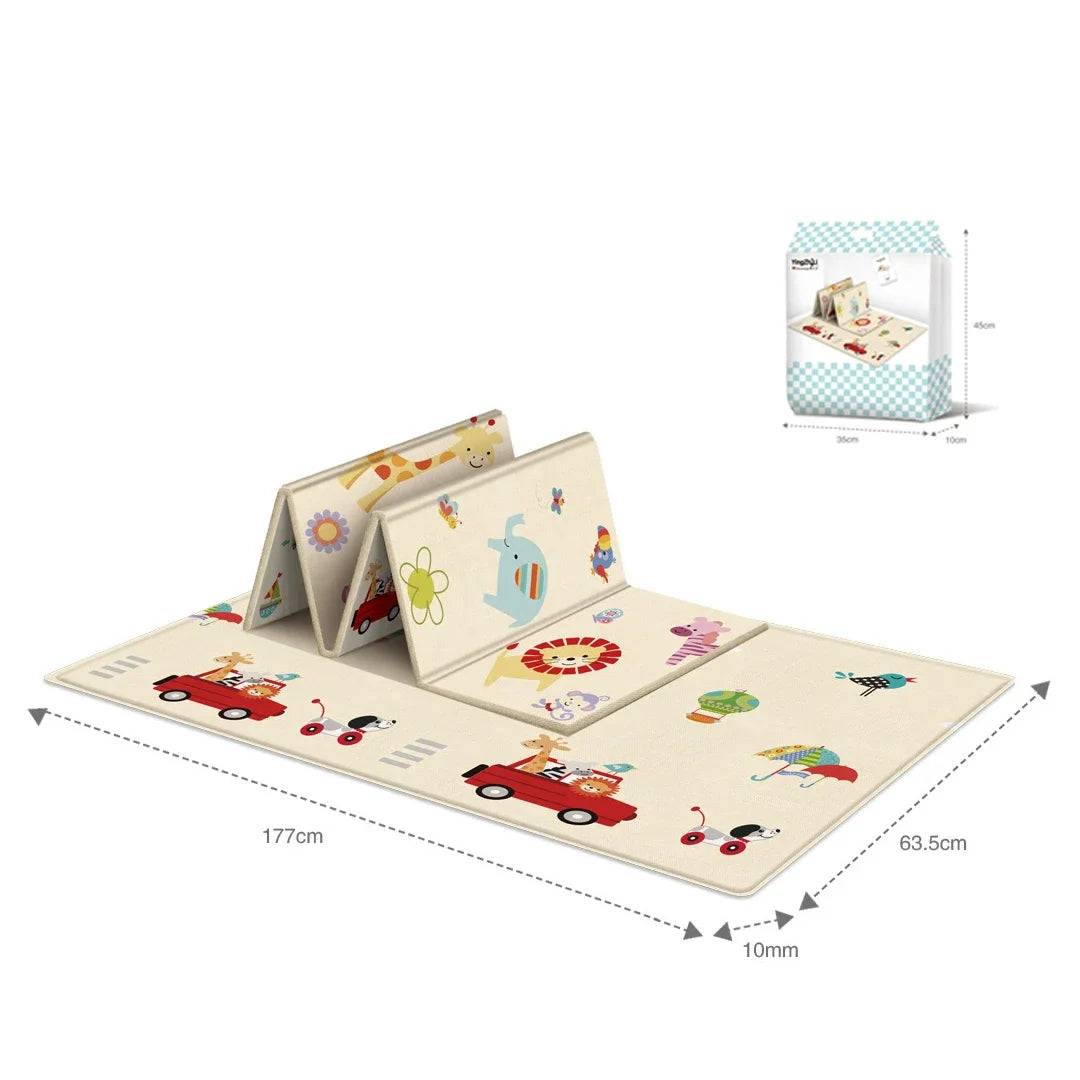 Foldable Portable Baby Play Mat Multi-Functional Baby Crawling Mat with Double-Sided Pattern, Easy Carry Travel Outdoor Camping