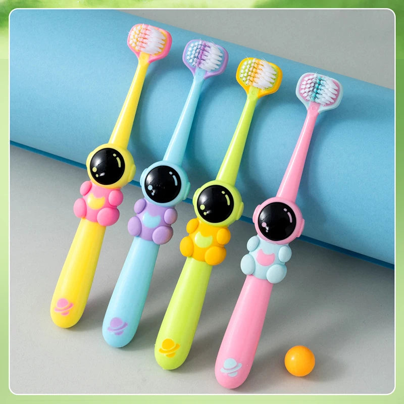 2pcs Children Toothbrush Three-sided Soft Bristle Teeth Whitening Brushes For 3-12 Years Old Kids Toothbrushes Dental Oral Care