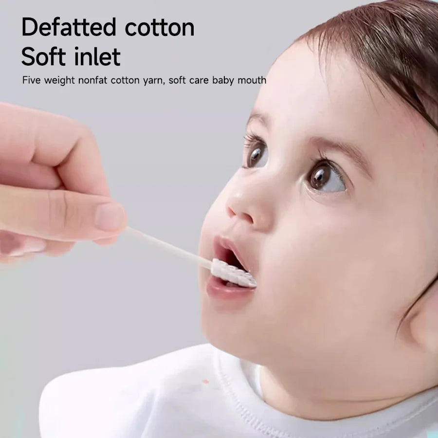 30-90PCS Baby Tongue Cleaner Disposable Newborn Toothbrush for 0-36 Month Clean Mouth Tongue Washing Artifact Gauze Cotton Swab