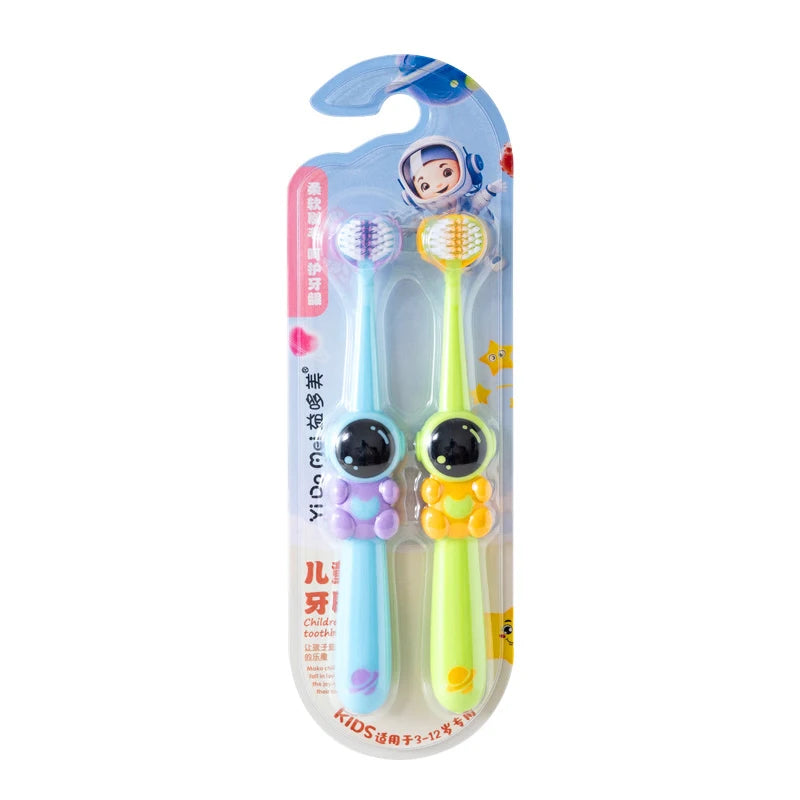 2pcs Children Toothbrush Three-sided Soft Bristle Teeth Whitening Brushes For 3-12 Years Old Kids Toothbrushes Dental Oral Care