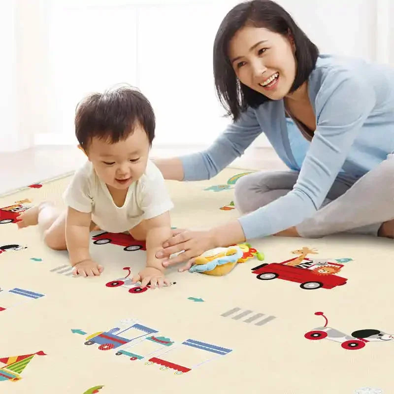 Foldable Portable Baby Play Mat Multi-Functional Baby Crawling Mat with Double-Sided Pattern, Easy Carry Travel Outdoor Camping