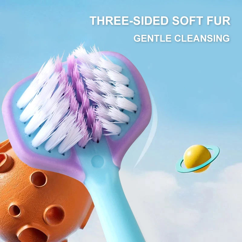 2pcs Children Toothbrush Three-sided Soft Bristle Teeth Whitening Brushes For 3-12 Years Old Kids Toothbrushes Dental Oral Care