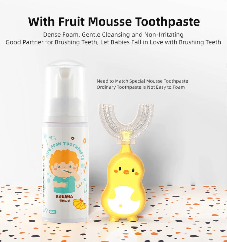 1/3 pcs U-shape Kids Toothbrush BPA Free 360-Degree Oral Cleaning Soft Silicone Brush Head for 2-6 years old baby