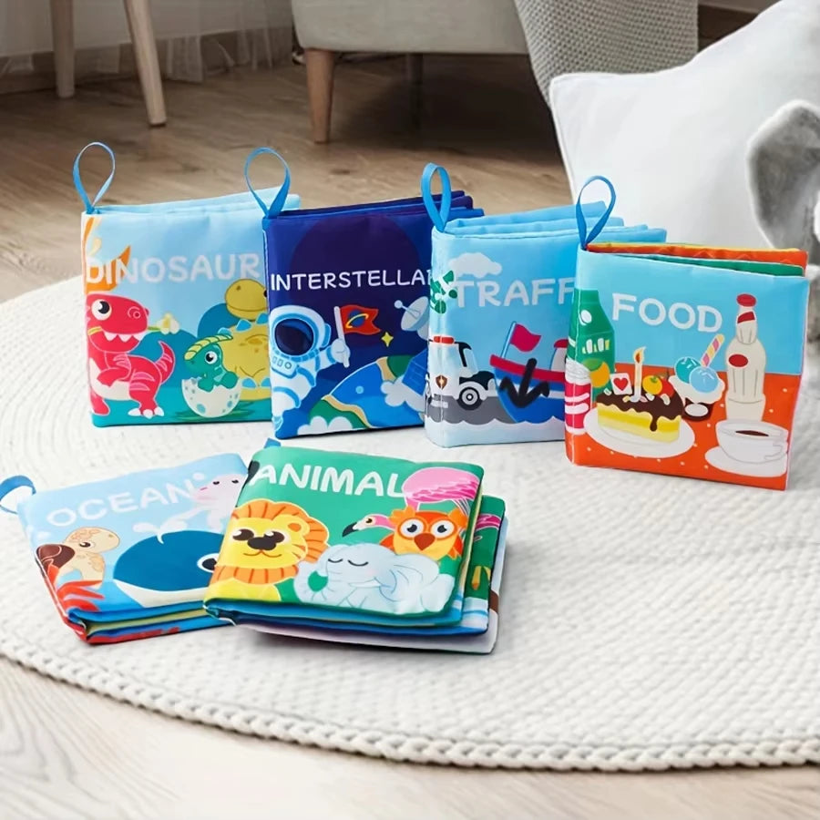 Soft Baby Crinkle Book Set,6Pcs Bath Books,Nontoxic Fabric Soft Cloth Books for Babies,Early Education Toys Giftable,Ideal Choic