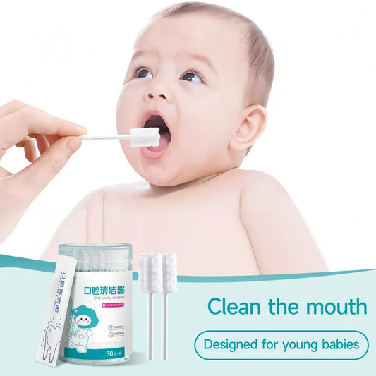 30-90PCS Baby Tongue Cleaner Disposable Newborn Toothbrush for 0-36 Month Clean Mouth Tongue Washing Artifact Gauze Cotton Swab