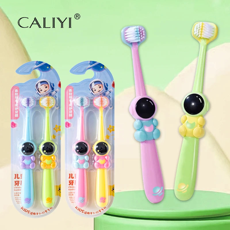 2pcs Children Toothbrush Three-sided Soft Bristle Teeth Whitening Brushes For 3-12 Years Old Kids Toothbrushes Dental Oral Care