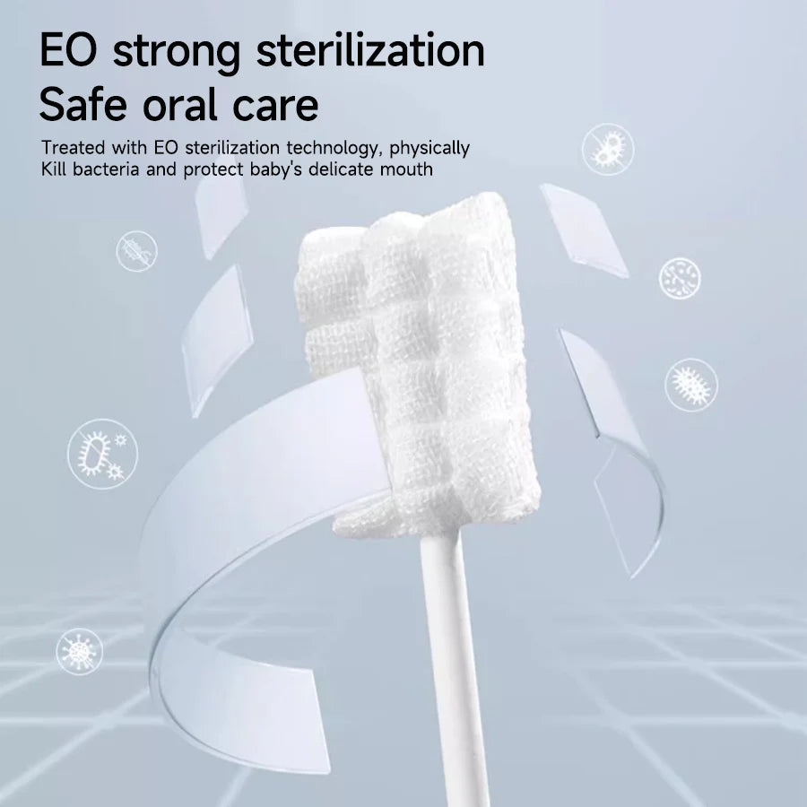 30-90PCS Baby Tongue Cleaner Disposable Newborn Toothbrush for 0-36 Month Clean Mouth Tongue Washing Artifact Gauze Cotton Swab