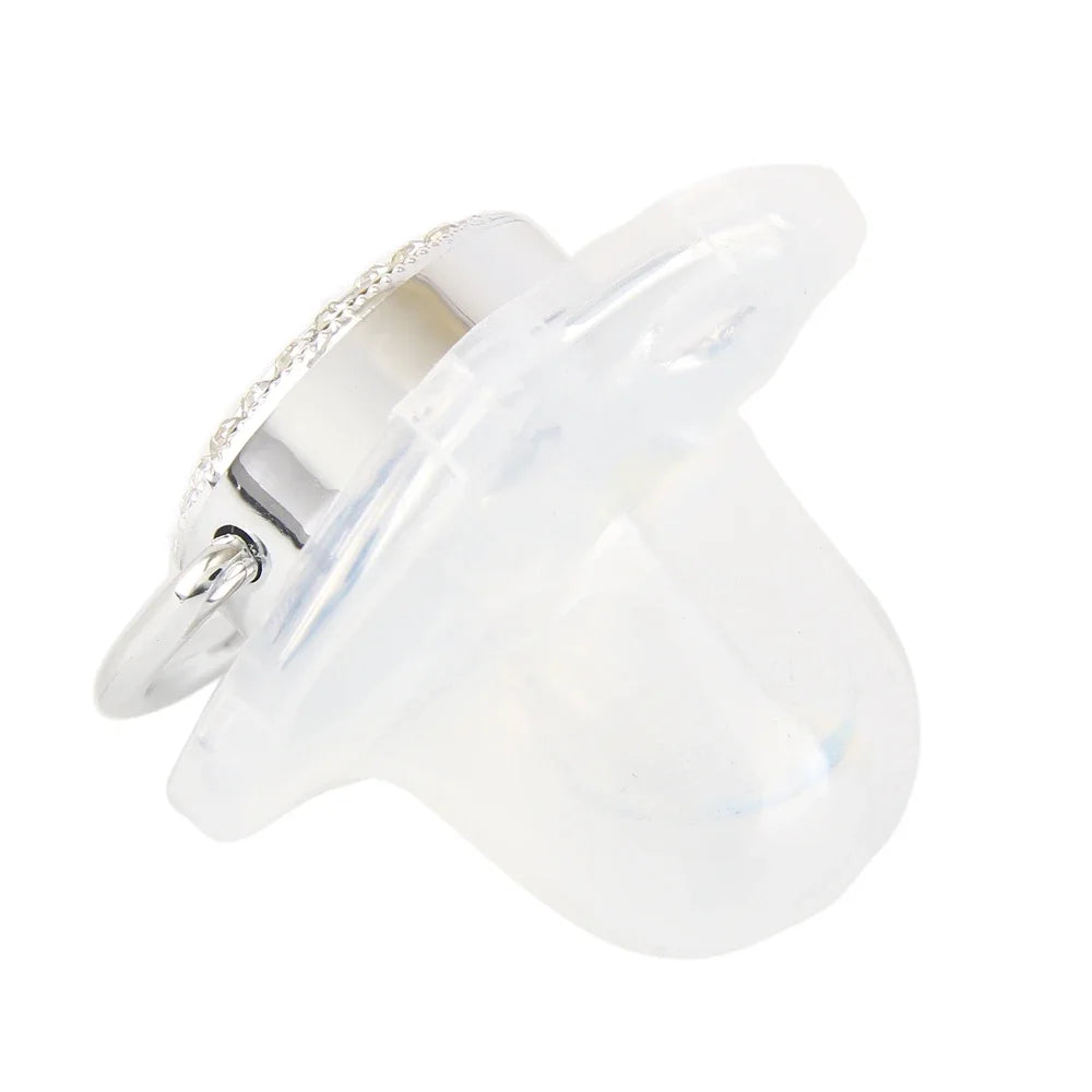 26 Initial Letter Transparent Baby Pacifier With Chain BPA Free Luxury Silver Dummy Soother