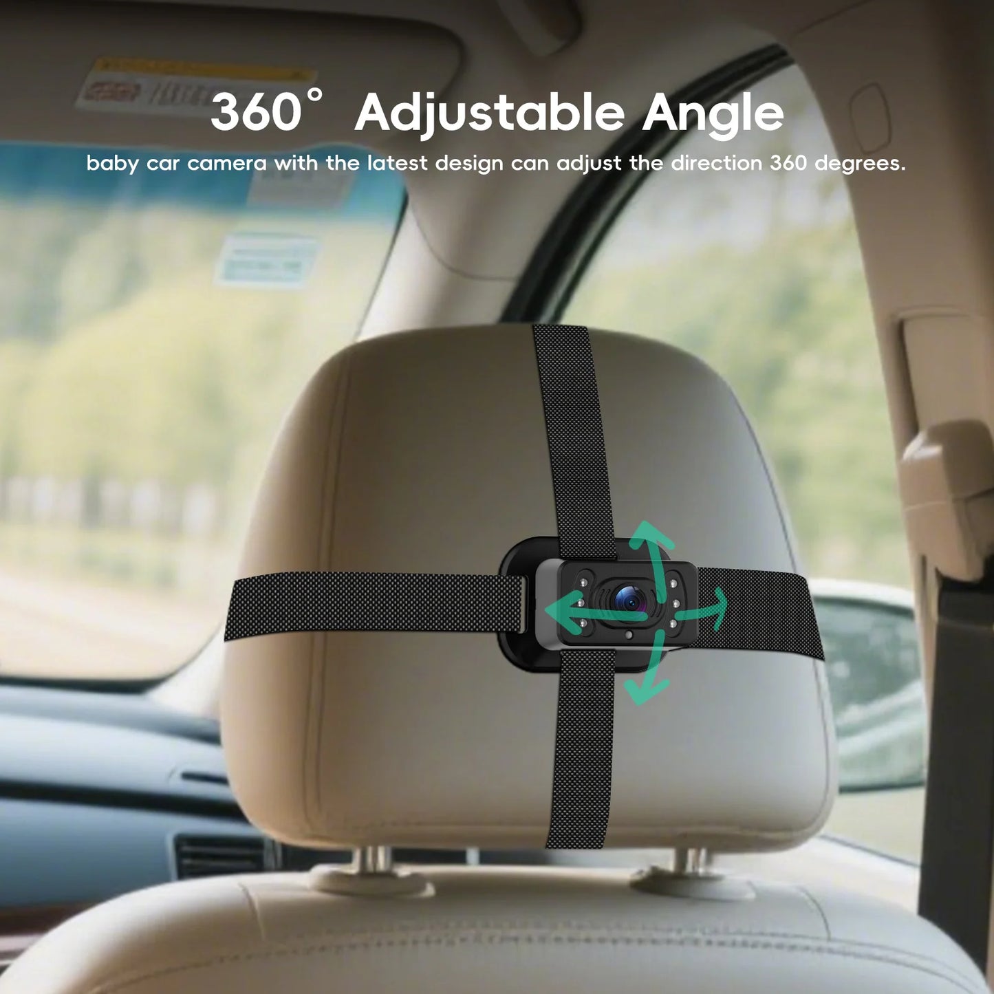Podofo Car Rear Baby Monitor 4.3'' Car Monitor with Camera Night Vision Wide-Angle Real-time Baby Monitoring Stable Mounting