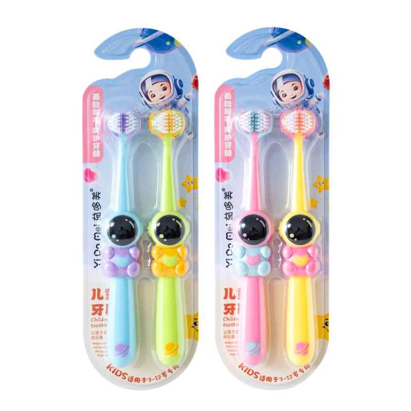 2pcs Children Toothbrush Three-sided Soft Bristle Teeth Whitening Brushes For 3-12 Years Old Kids Toothbrushes Dental Oral Care