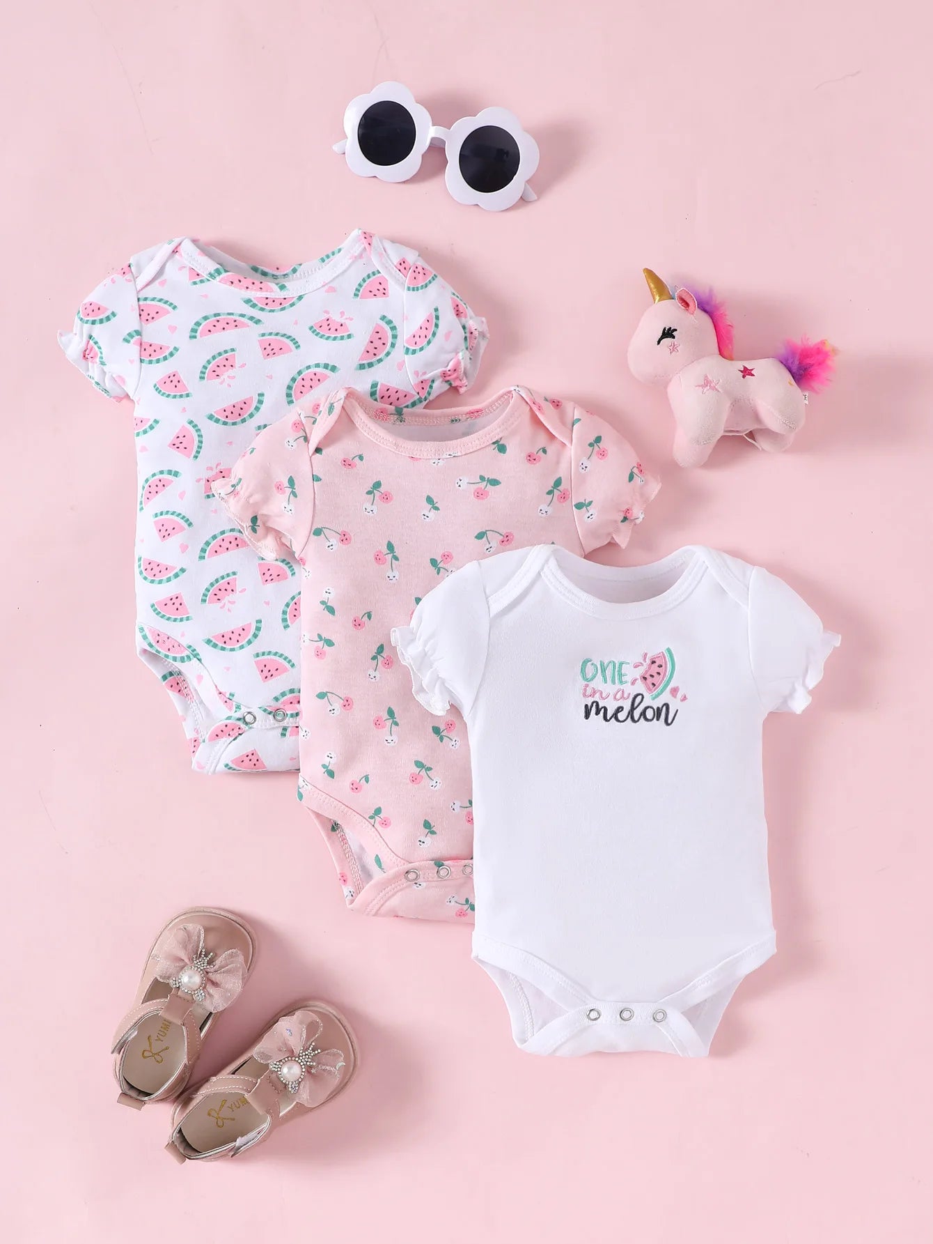 3PCS Infant Baby Cute Graphic One-piece Clothes For Boys And Girls, Newborn Pure Cotton Summer Romper newborn clothes