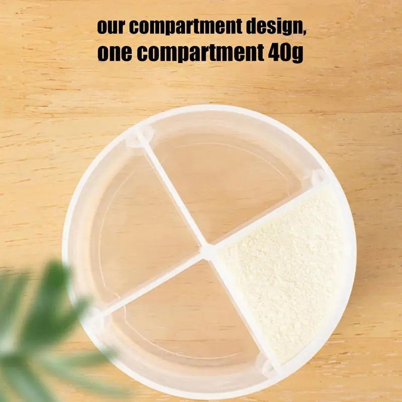 4 Compartments Portable Reusable Baby Food Storage Box Snacks Cups Milk Powder Formula Dispenser
