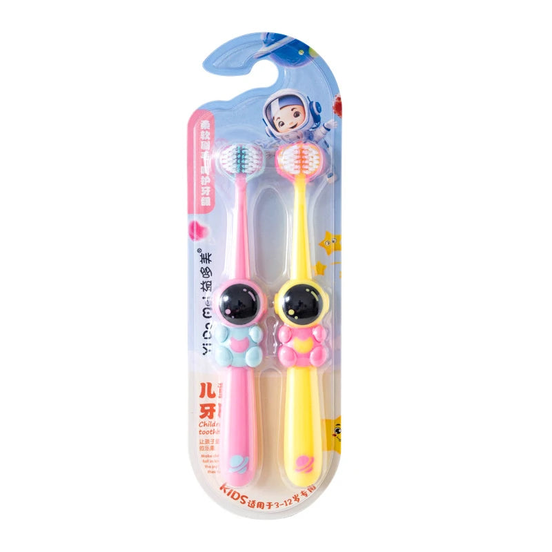 2pcs Children Toothbrush Three-sided Soft Bristle Teeth Whitening Brushes For 3-12 Years Old Kids Toothbrushes Dental Oral Care