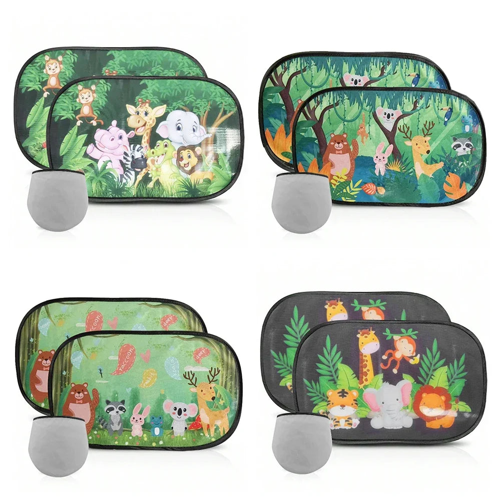 2PCS Car Sun Shade Side Window Windscreen Roof Window For Children Adults Adsorption SunShade Cover Universal car curtain