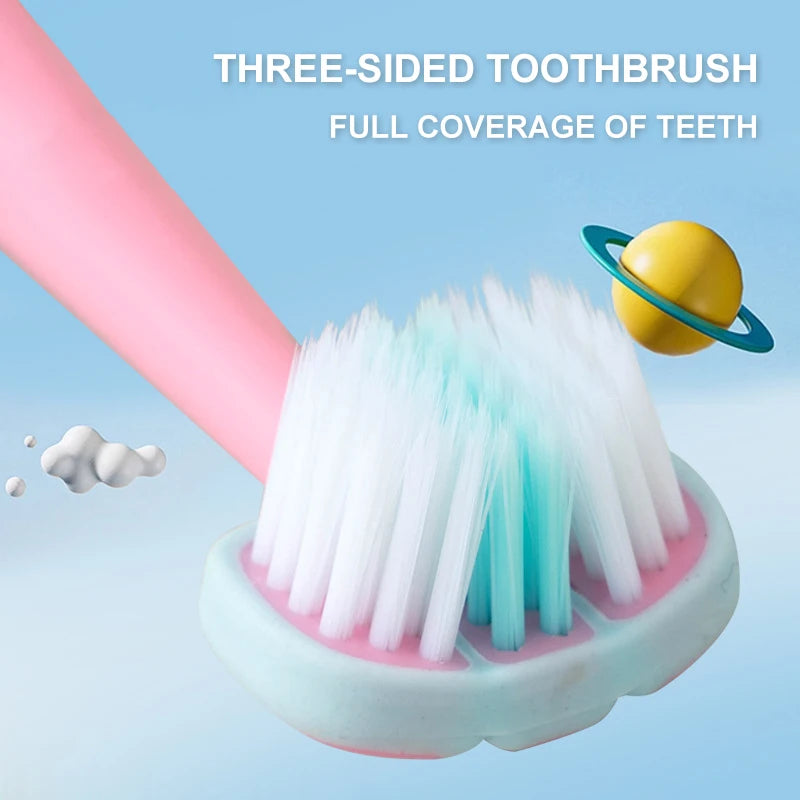 2pcs Children Toothbrush Three-sided Soft Bristle Teeth Whitening Brushes For 3-12 Years Old Kids Toothbrushes Dental Oral Care