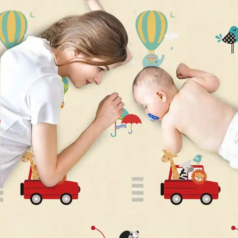 Foldable Portable Baby Play Mat Multi-Functional Baby Crawling Mat with Double-Sided Pattern, Easy Carry Travel Outdoor Camping