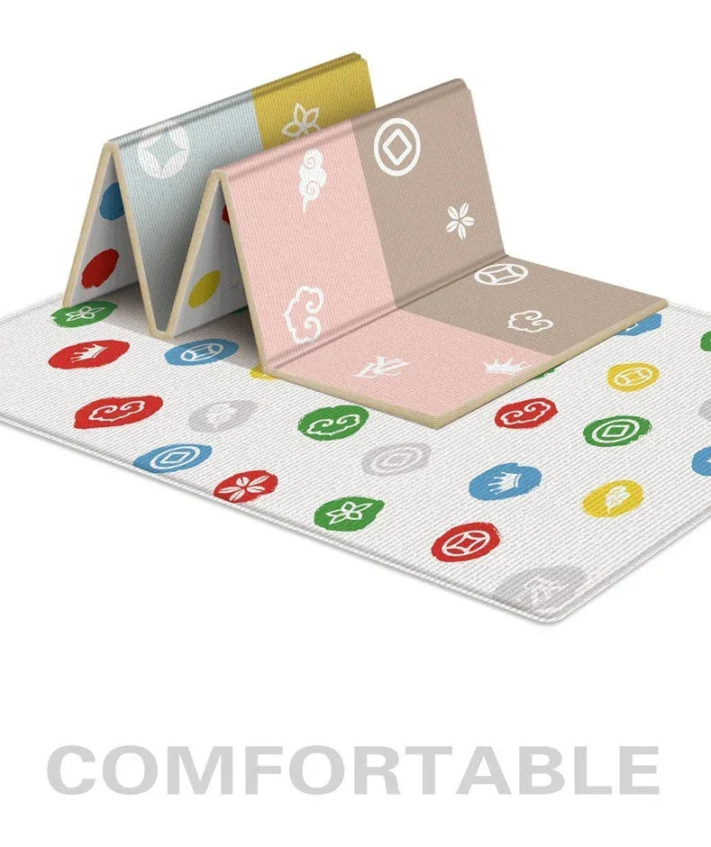 Foldable Portable Baby Play Mat Multi-Functional Baby Crawling Mat with Double-Sided Pattern, Easy Carry Travel Outdoor Camping