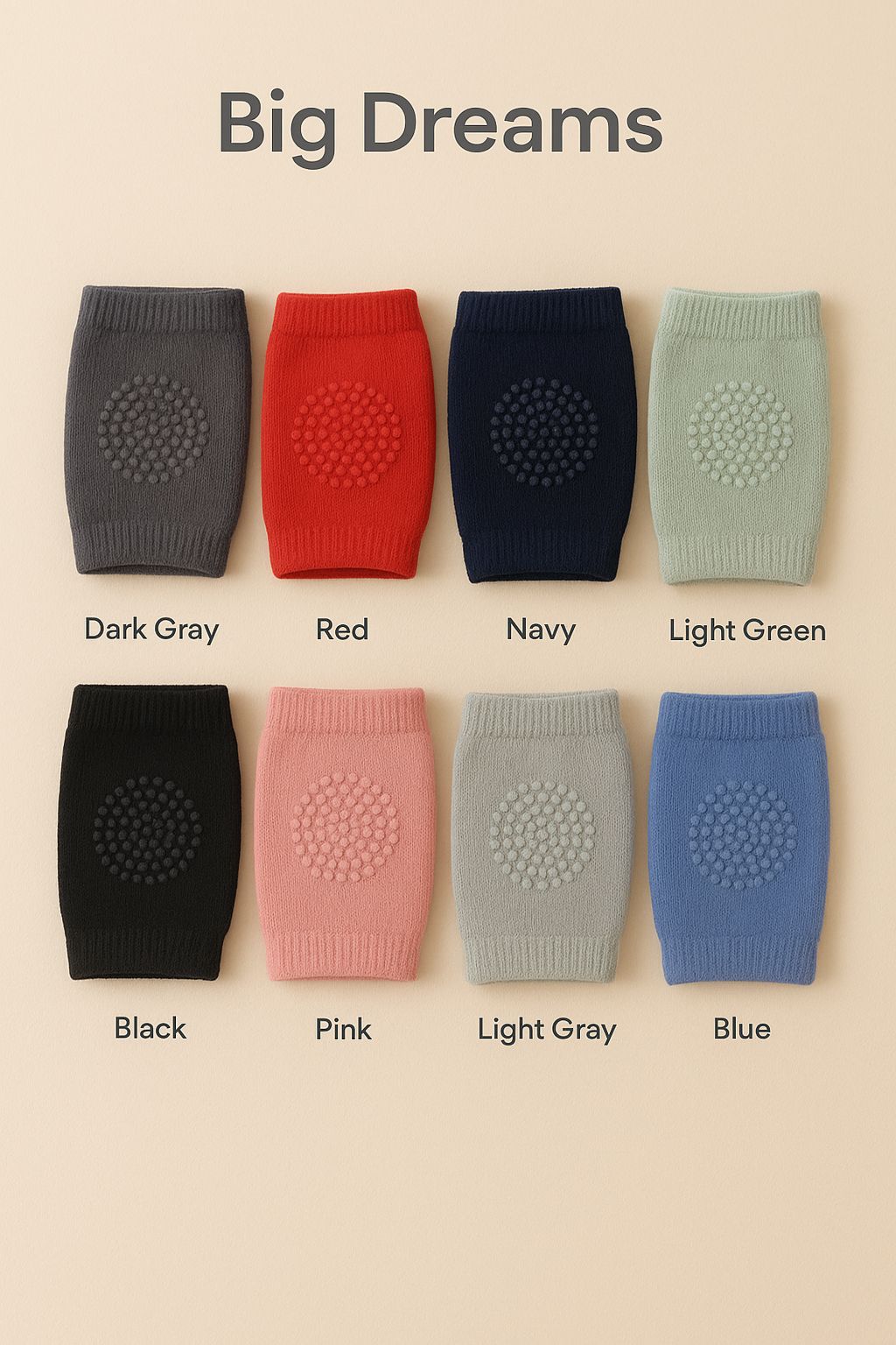 Pack x5 Big Dreams Anti-Slip Knee Pads — Safe & Soft Crawling Protection for Your Little One