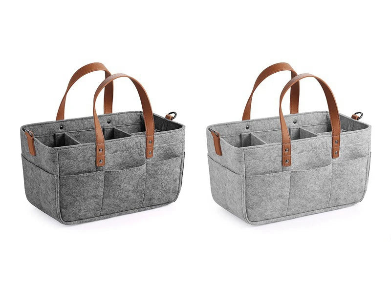 Baby Felt Storage Nursery Organizer Basket Infant Diaper Bag with Handle Caddy Changing Nappy Kids Storage Carrier Large Pocket