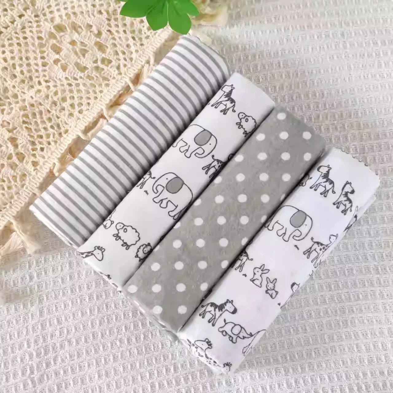 4pcs/pack Cotton Baby Bed Sheets Receiving Blanket Newborn Baby Bedsheet Supersoft Blankets For Babies Colorful Swaddle Wrap