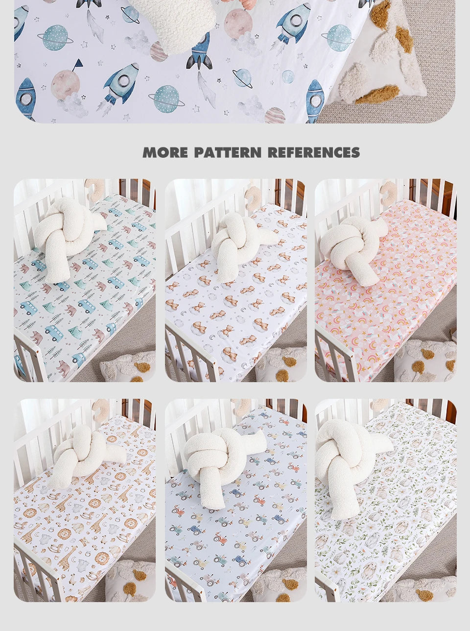 HappyFlute New One Piece Cartoon Print 70*130CM Elastic Band Design Skin-friendly&Breathable Baby Bed Sheet