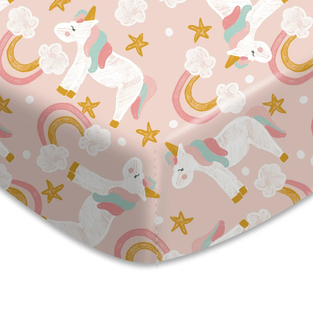 HappyFlute New One Piece Cartoon Print 70*130CM Elastic Band Design Skin-friendly&Breathable Baby Bed Sheet