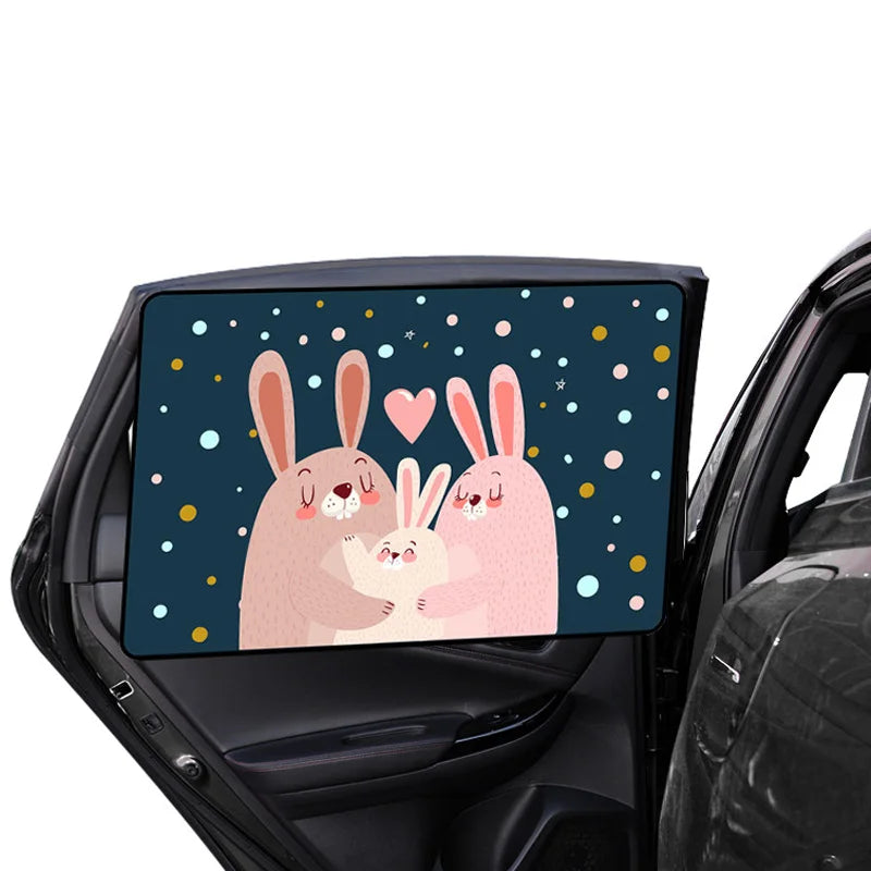 Magnetic UV Protect Curtain Side Window Sunshade Cover Universal Car Sun Shade Cover for Baby Kids Cute Cartoon Car Styling