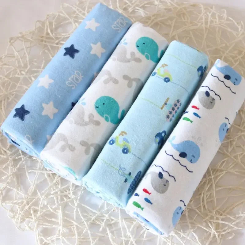 4pcs/pack Cotton Baby Bed Sheets Receiving Blanket Newborn Baby Bedsheet Supersoft Blankets For Babies Colorful Swaddle Wrap