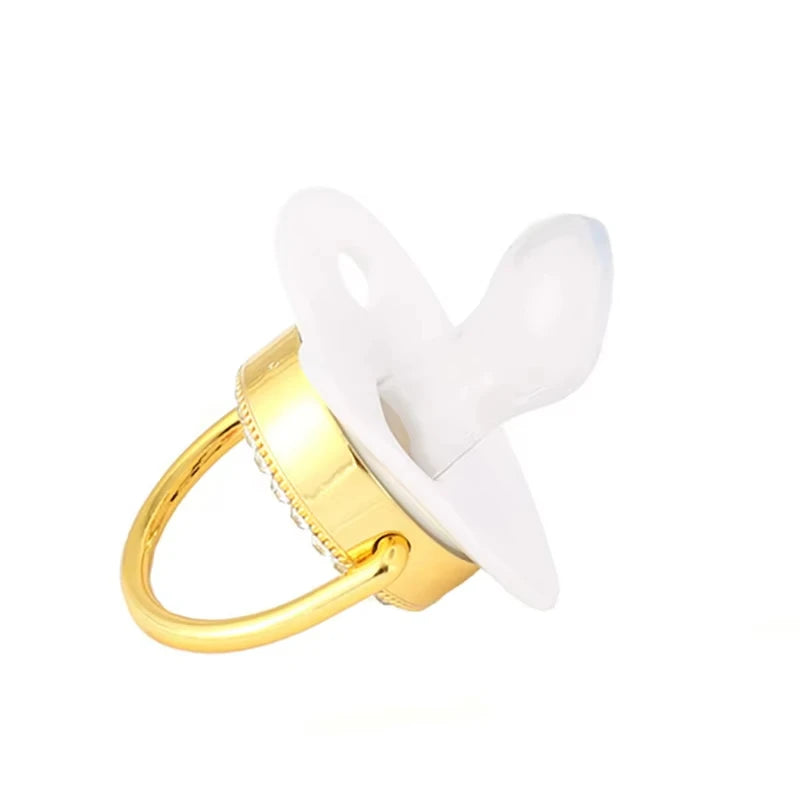 I Love Mum Dad Baby Pacifier with Cover Bling Rhinestones Nipple Toddler Teether Letter Luxury Pacifiers Infant Shower Gift