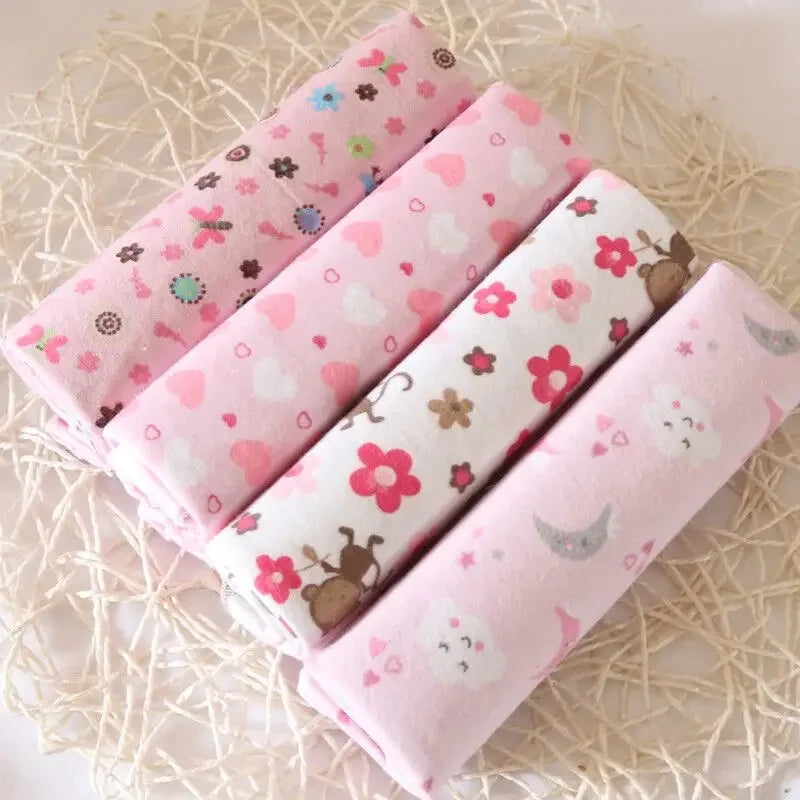 4pcs/pack Cotton Baby Bed Sheets Receiving Blanket Newborn Baby Bedsheet Supersoft Blankets For Babies Colorful Swaddle Wrap