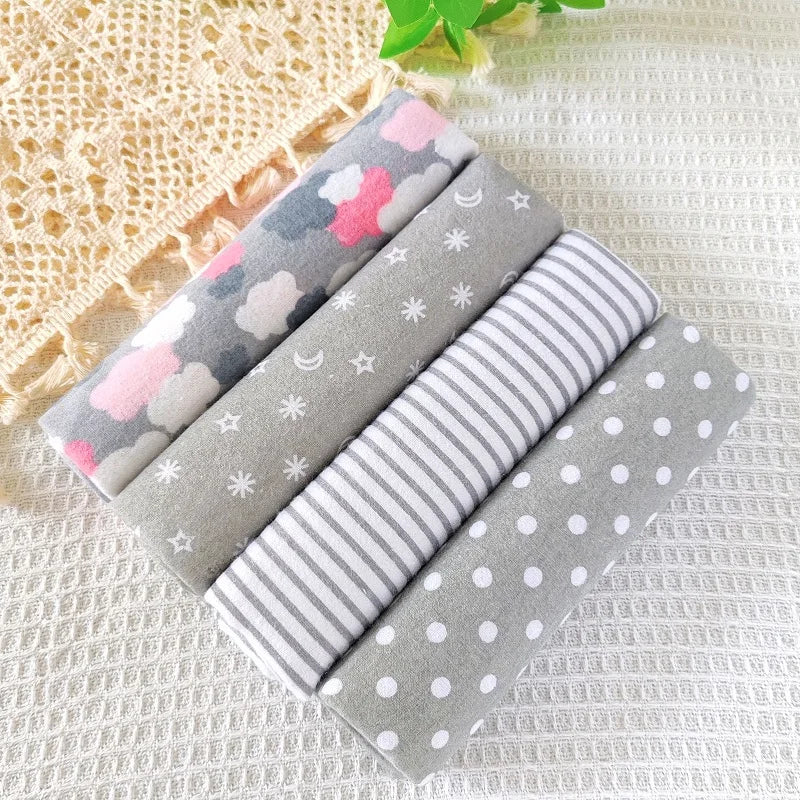 4pcs/pack 100% Cotton Flannel Diapers Supersoft Receiving Baby Blanket Newborn Wrap Print Baby Bedsheet 76x76cm Blanket Swaddle