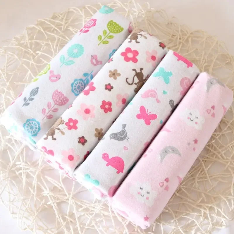 4pcs/pack Cotton Baby Bed Sheets Receiving Blanket Newborn Baby Bedsheet Supersoft Blankets For Babies Colorful Swaddle Wrap