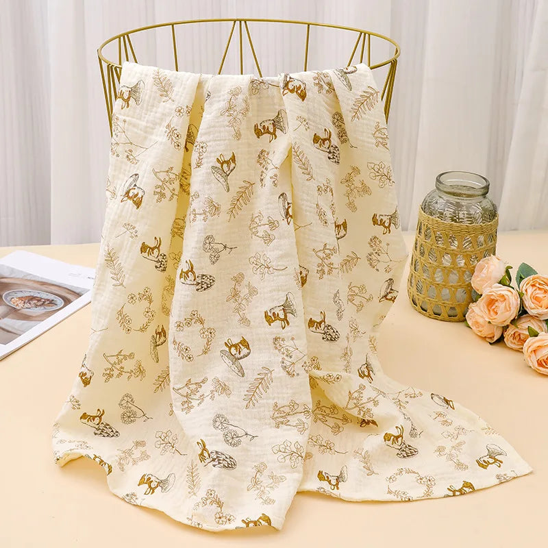 100% Cotton Print Breathable Baby Crib Sheet Kids Soft Bath Towel INS Muslin Receive Blanket For Newborn Summer Bedding Items