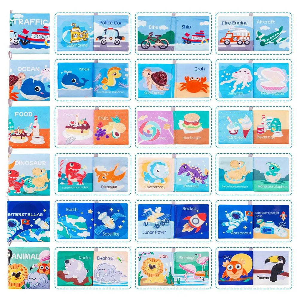 Soft Baby Crinkle Book Set,6Pcs Bath Books,Nontoxic Fabric Soft Cloth Books for Babies,Early Education Toys Giftable,Ideal Choic