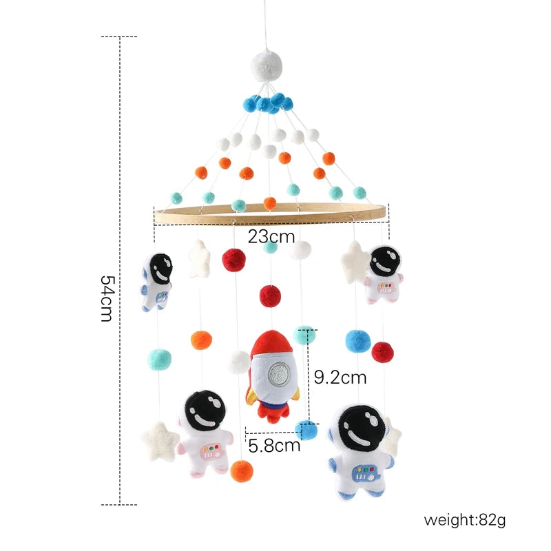 Baby Wooden Bed Bell Cartoon Rabbit Mobile Hanging Rattles Toy Hanger Crib Mobile Bed Bell Wood Toy Holder Arm Bracket Kid Gifts