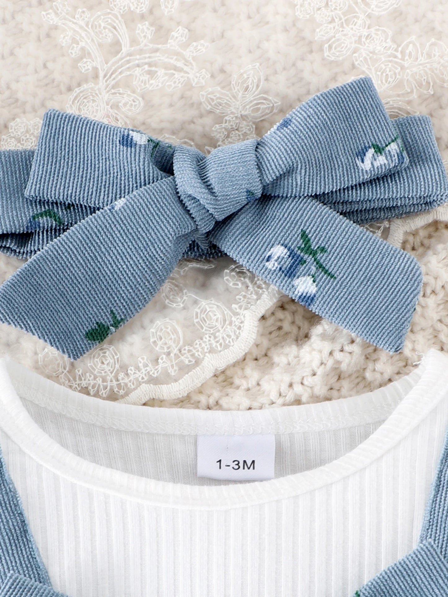 Citgeett Autumn Infant Baby Girls Long Sleeve Romper Floral Print Patchwork Bow Jumpsuits Cute Headband Clothes Set