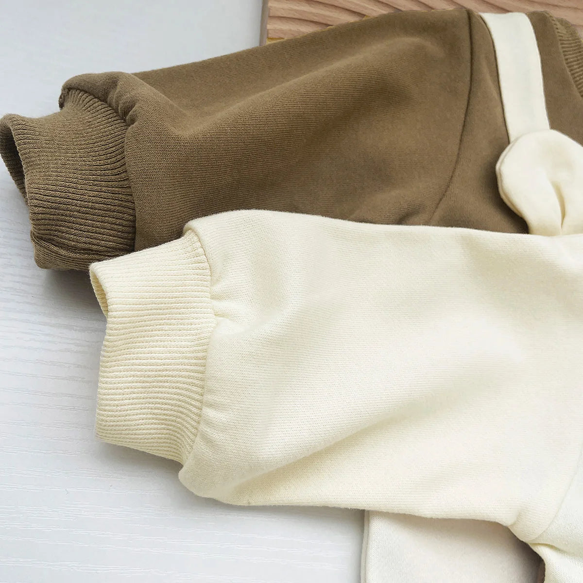 Autumn Baby Bodysuit Little Bear Pattern Dual Color Long Sleeve Warm Jumpsuit Baby Clothes Baby Boys Girls Romper 0-2 Years Old