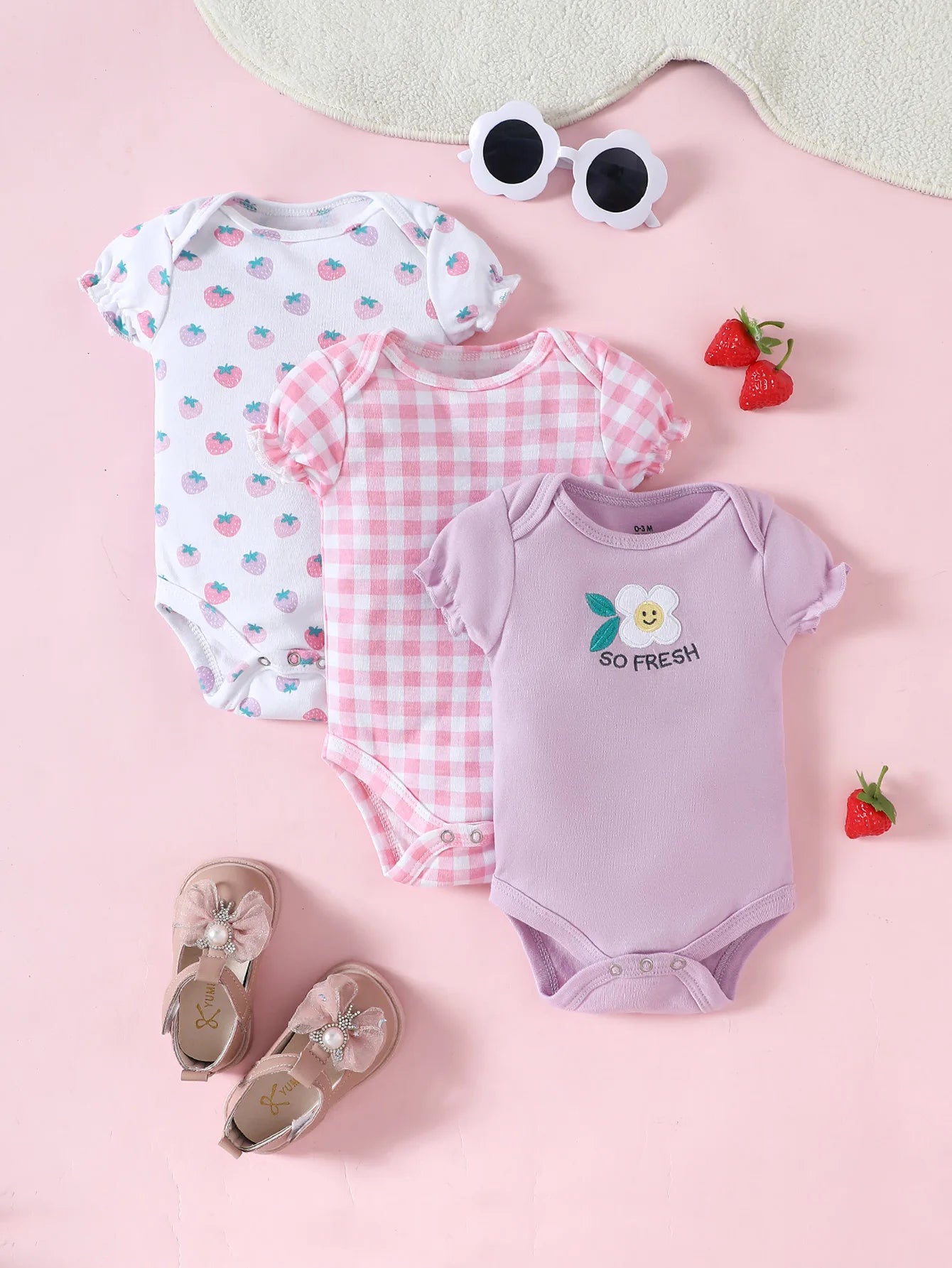 3PCS Infant Baby Cute Graphic One-piece Clothes For Boys And Girls, Newborn Pure Cotton Summer Romper newborn clothes