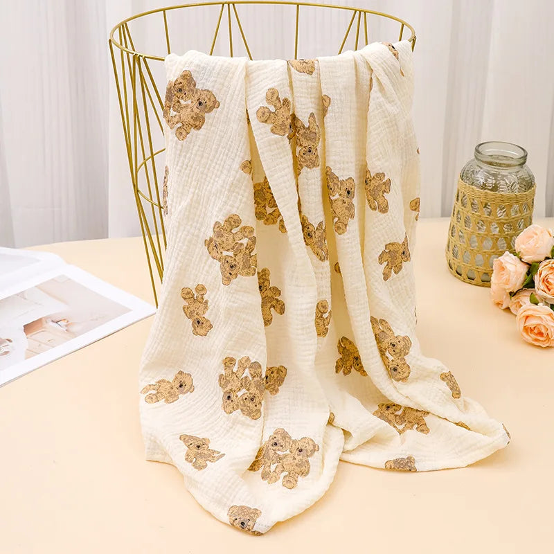 100% Cotton Print Breathable Baby Crib Sheet Kids Soft Bath Towel INS Muslin Receive Blanket For Newborn Summer Bedding Items