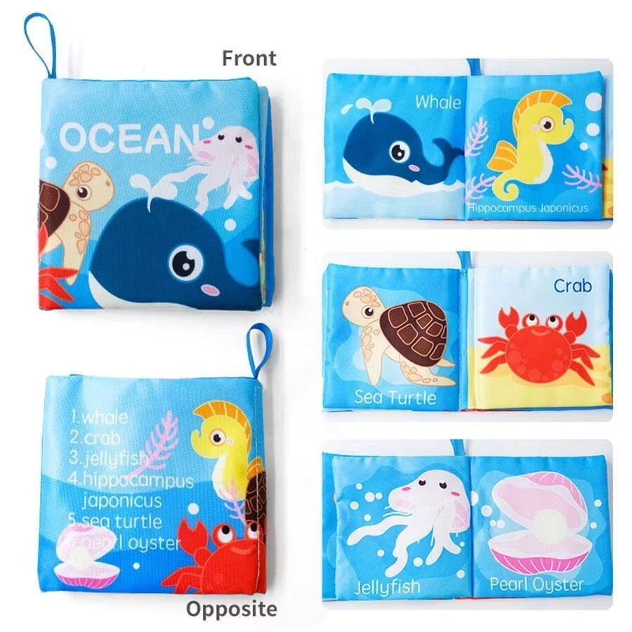 Soft Baby Crinkle Book Set,6Pcs Bath Books,Nontoxic Fabric Soft Cloth Books for Babies,Early Education Toys Giftable,Ideal Choic