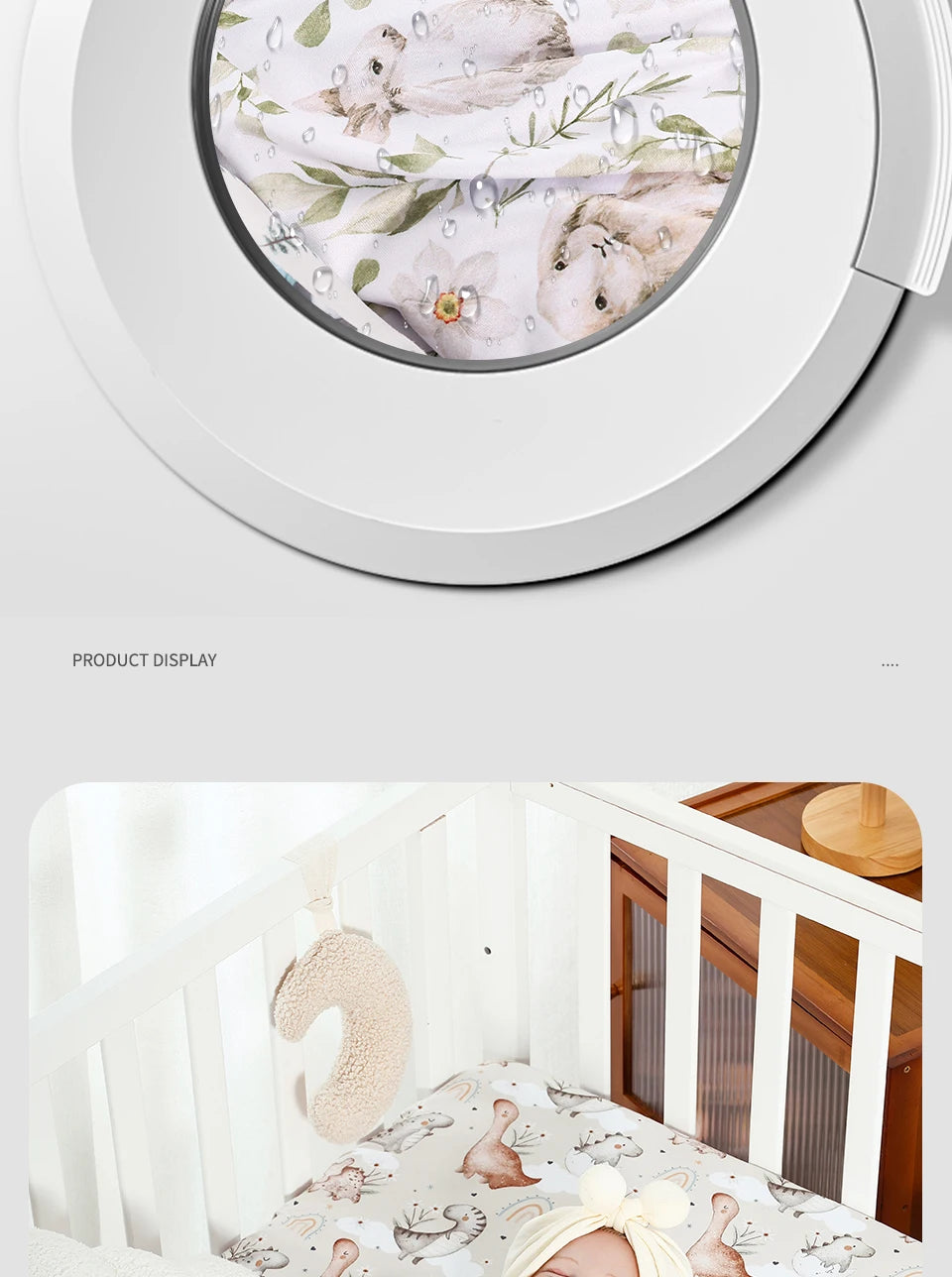 HappyFlute New One Piece Cartoon Print 70*130CM Elastic Band Design Skin-friendly&Breathable Baby Bed Sheet