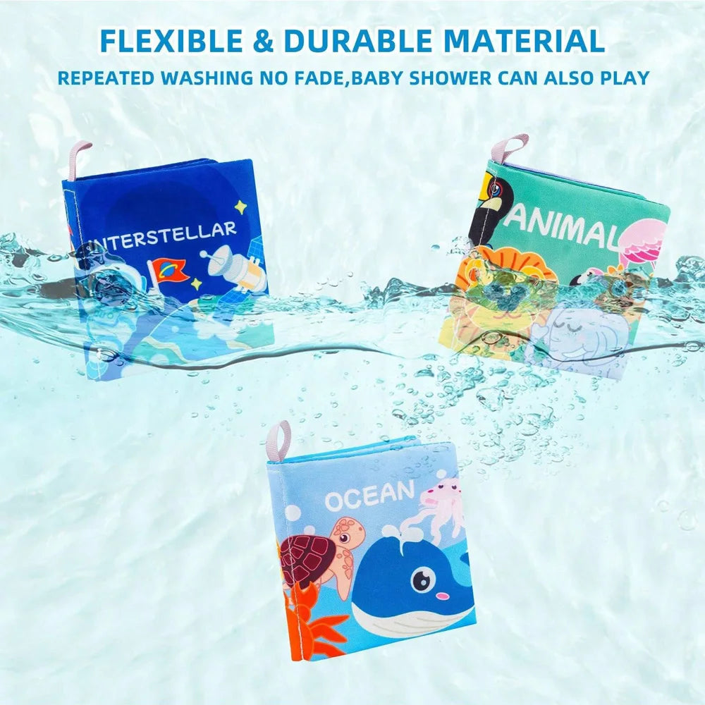 Soft Baby Crinkle Book Set,6Pcs Bath Books,Nontoxic Fabric Soft Cloth Books for Babies,Early Education Toys Giftable,Ideal Choic