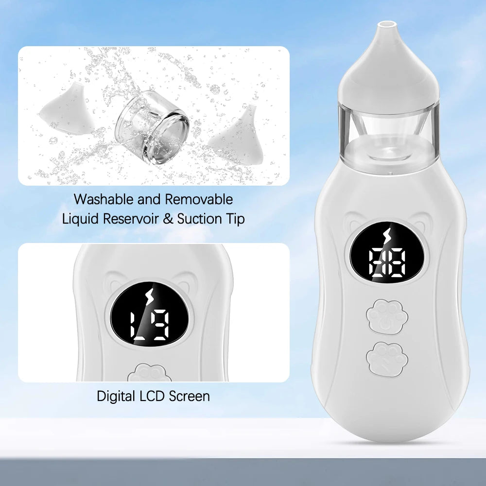 Baby Electric Nasal Aspirator Low Noise 9 Suction Levels Rechargeable Nose Sucker Cleaner Snot Booger Mucus Remover For Infant