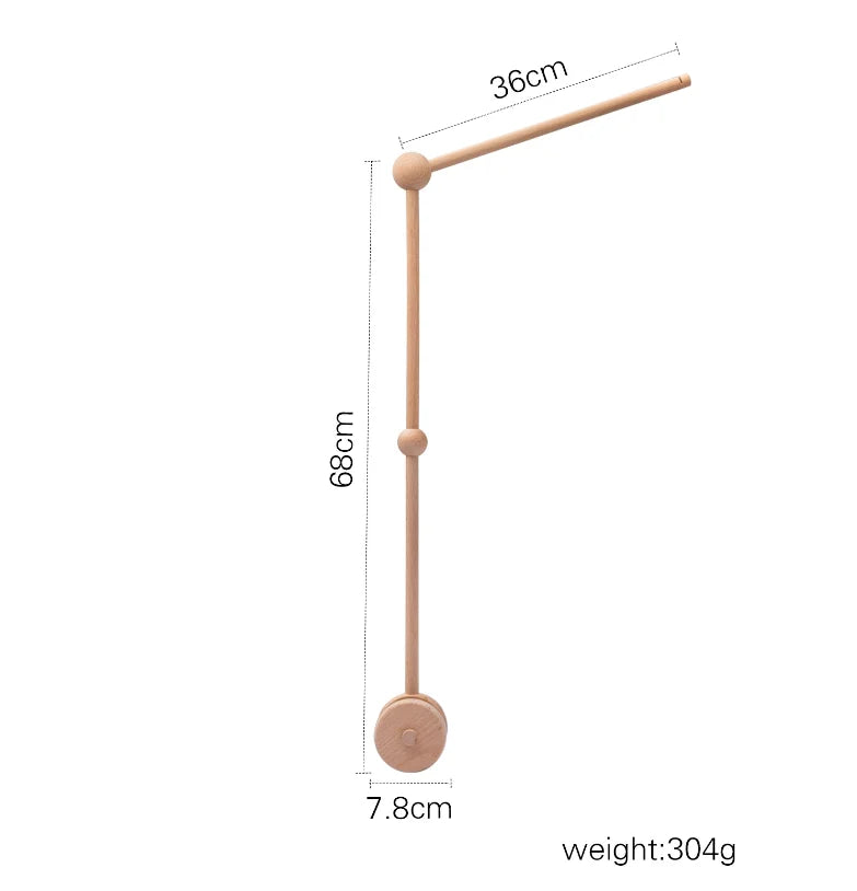 Baby Wooden Bed Bell Cartoon Rabbit Mobile Hanging Rattles Toy Hanger Crib Mobile Bed Bell Wood Toy Holder Arm Bracket Kid Gifts